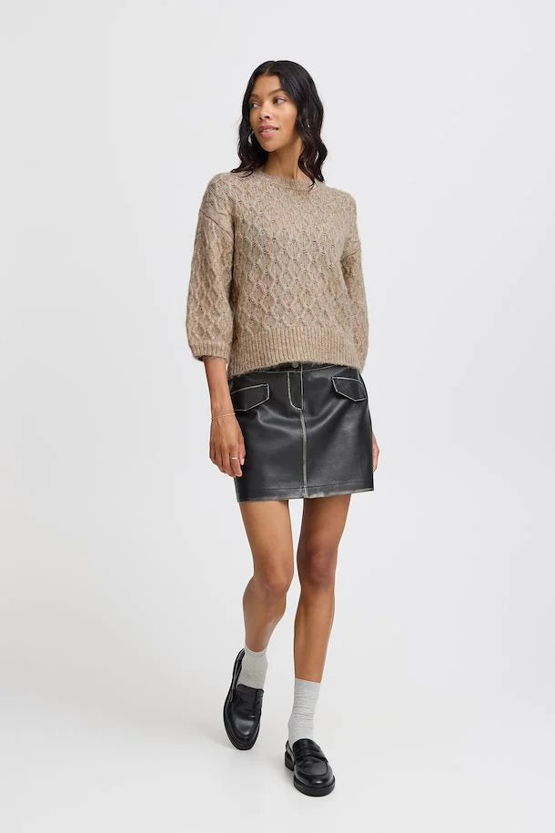 B Young OMHU Jumper-Knitwear-White finn