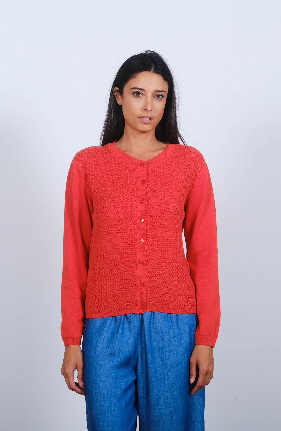 Vivien Cardigan Spicey Orange-Cardigan-White finn