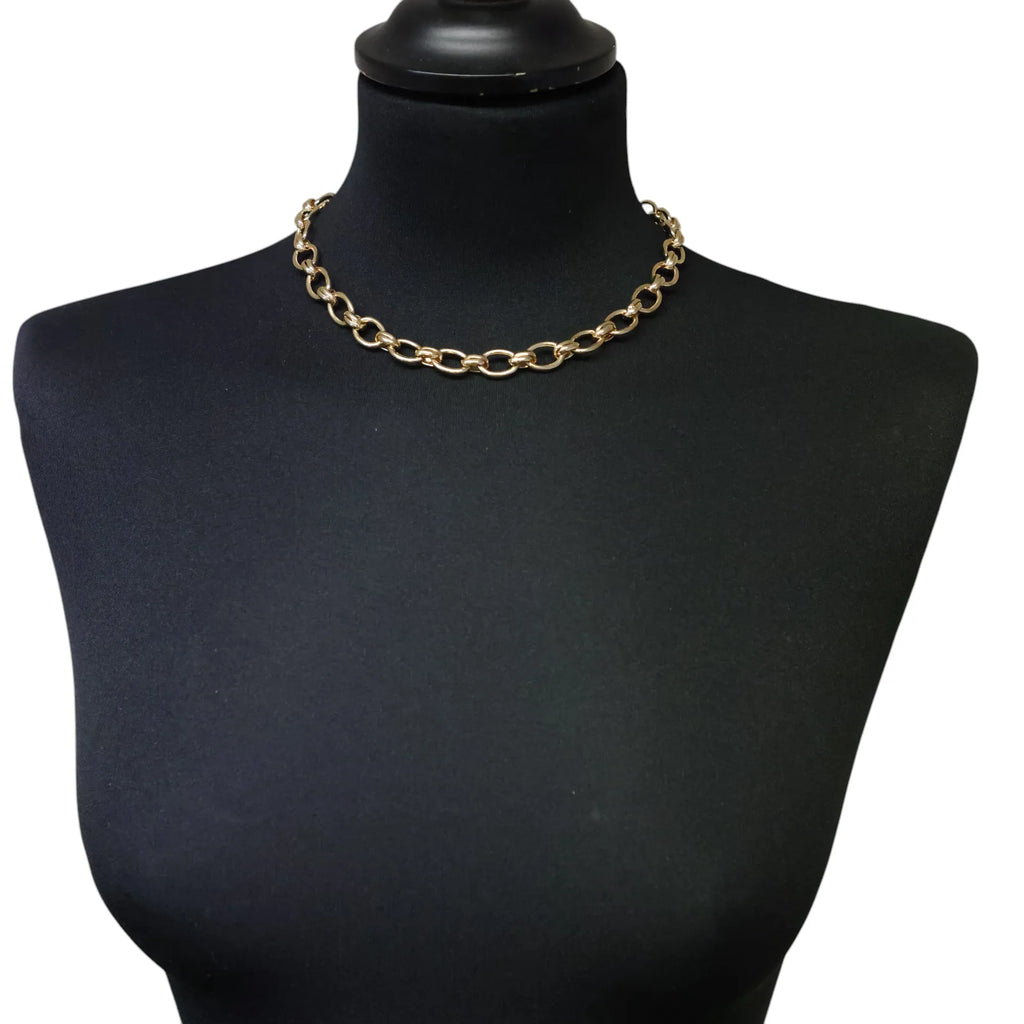 Jess and Lou Chunky Chain Choker Gold-Necklace-White finn