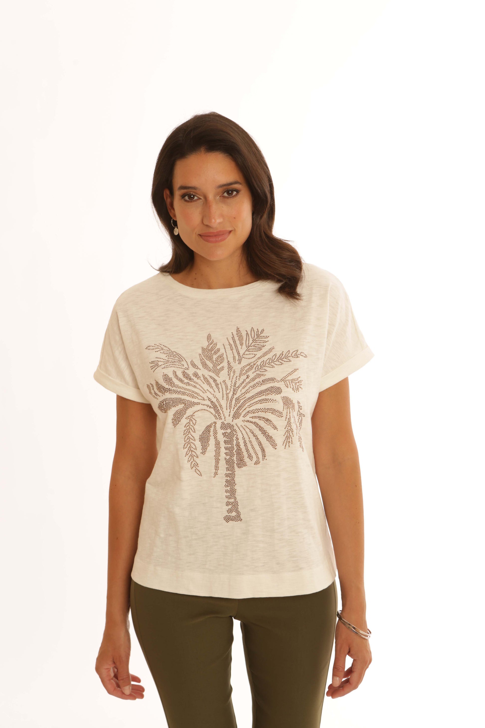 Pomodoro Palm T Shirt-White finn