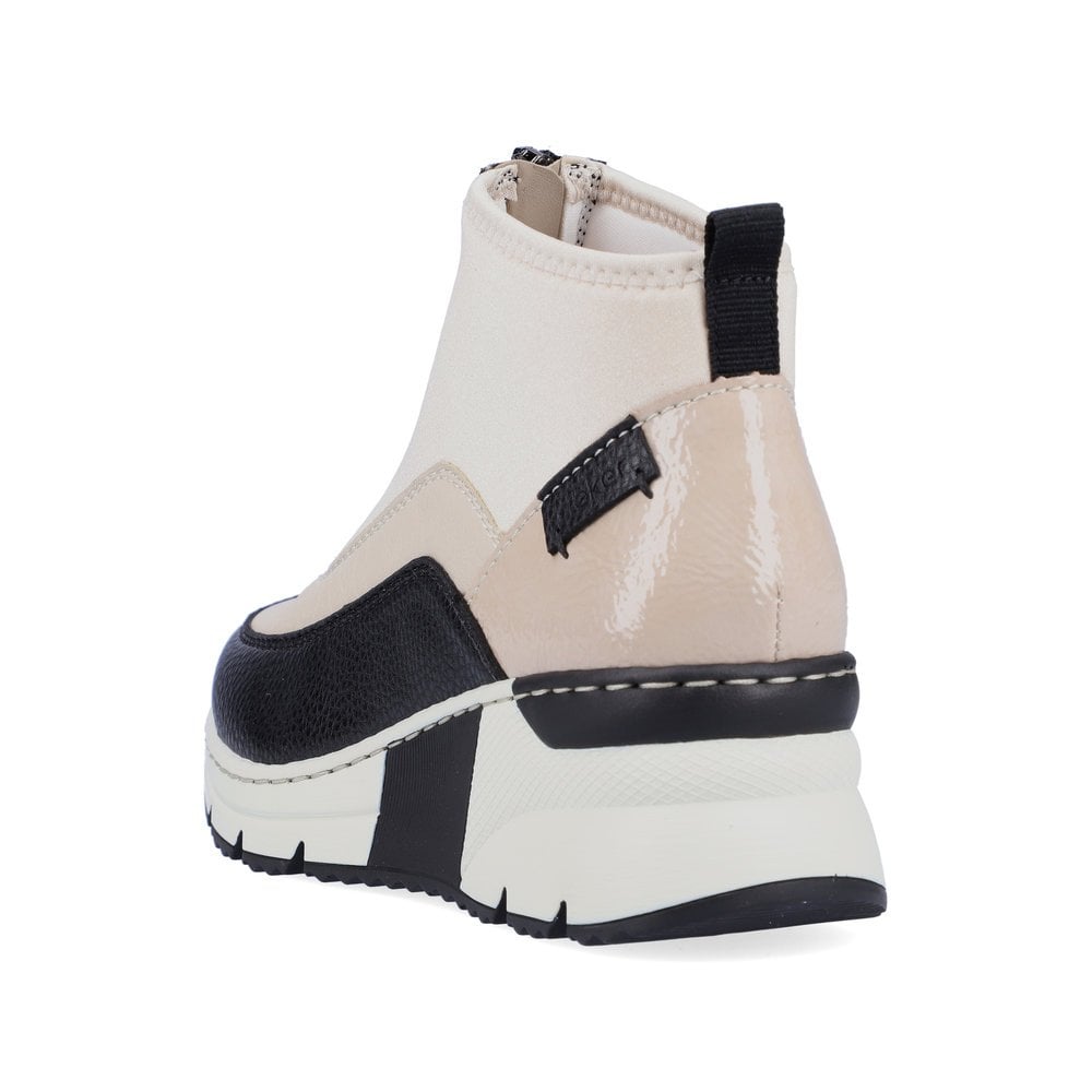 Rieker Ladies Contrast Ankle Boot N6352-Footwear-White finn