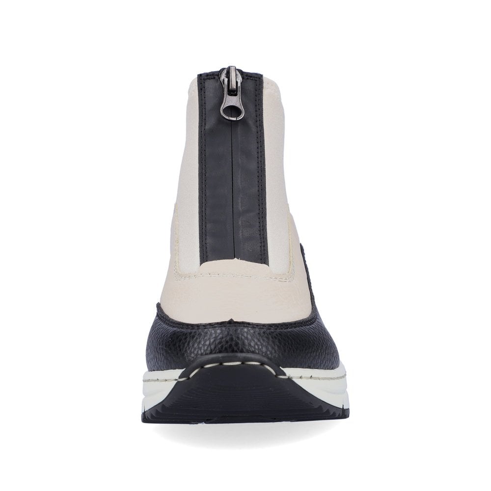 Rieker Ladies Contrast Ankle Boot N6352-Footwear-White finn