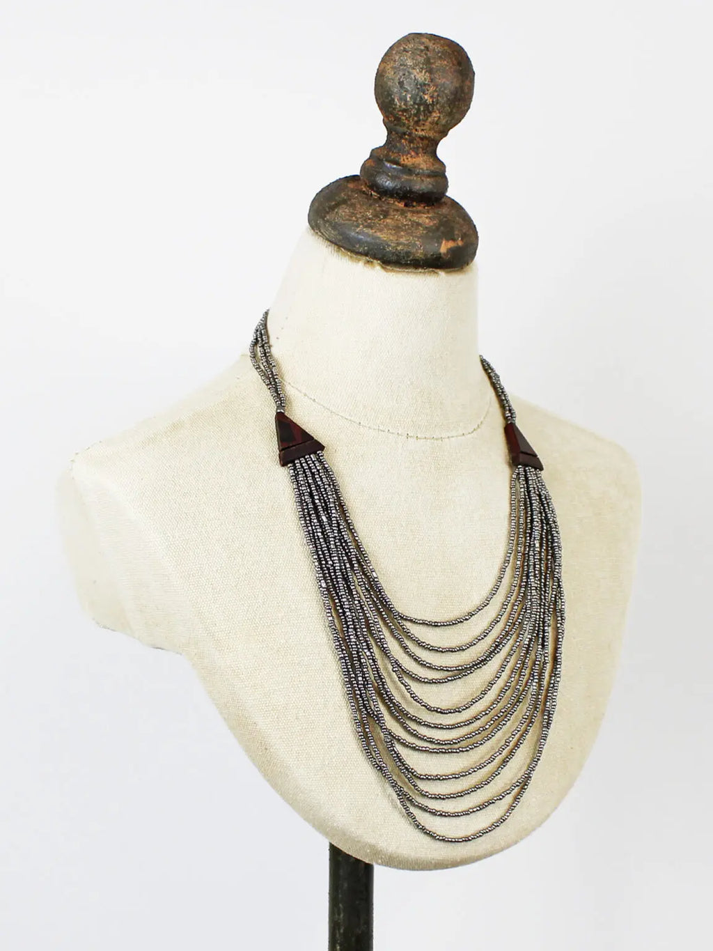Suzie Blue PP1501 LAYERED WOOD & BEAD NECKLACE-Suzie Blue-White finn
