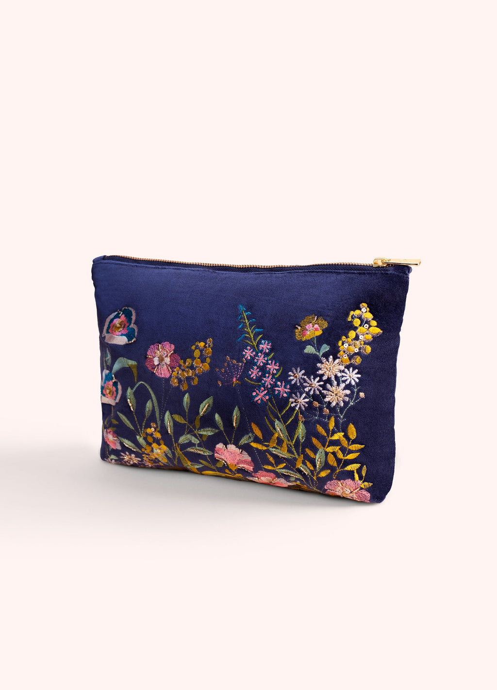 Powder Velvet Zip Pouch