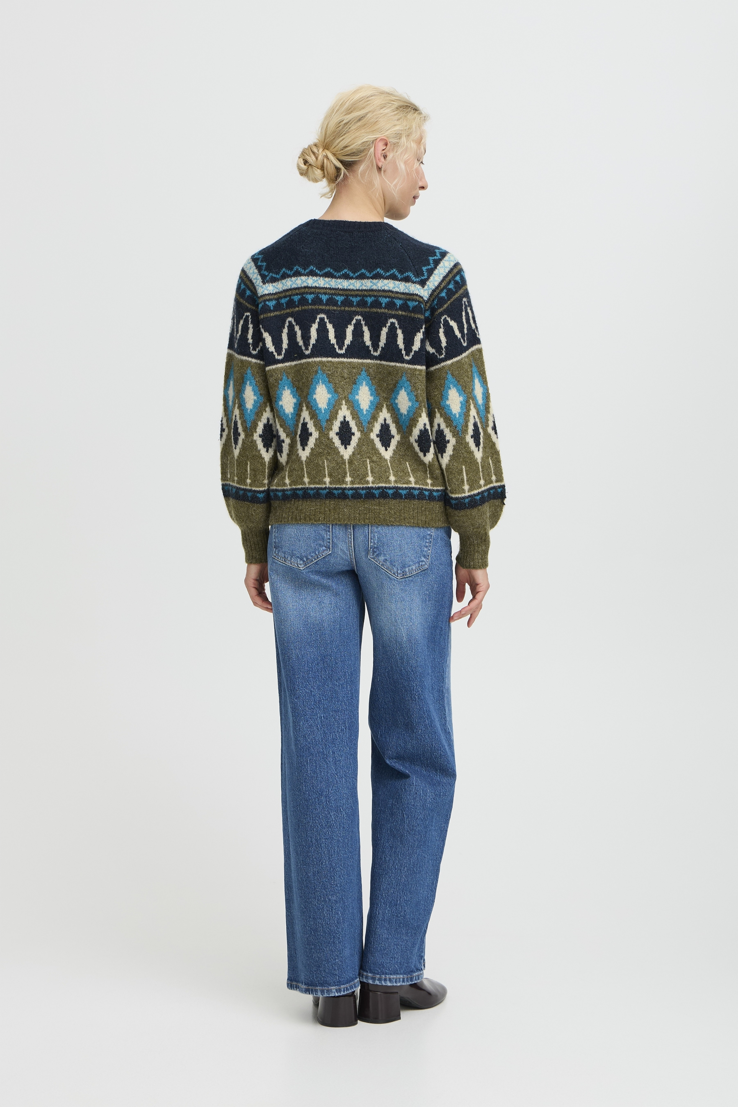 B young Bynafta Jacquard Jumper-Knitwear-White finn