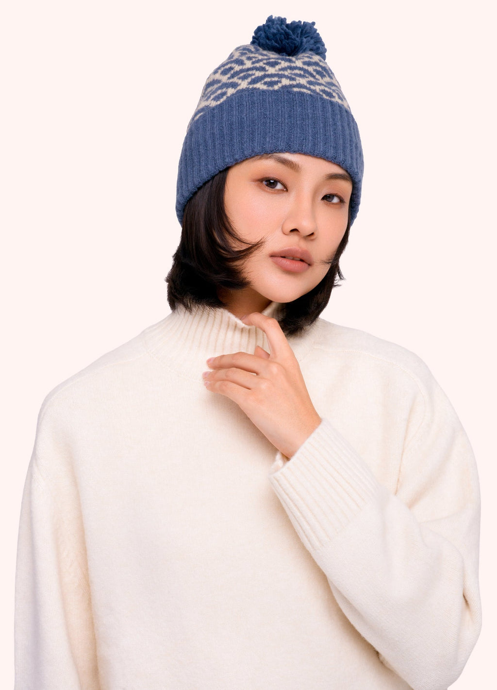 Powder Agatha Pompom Hat, Denim Mix