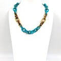 Resin chain necklace with tortoiseshell and gold links TN09N