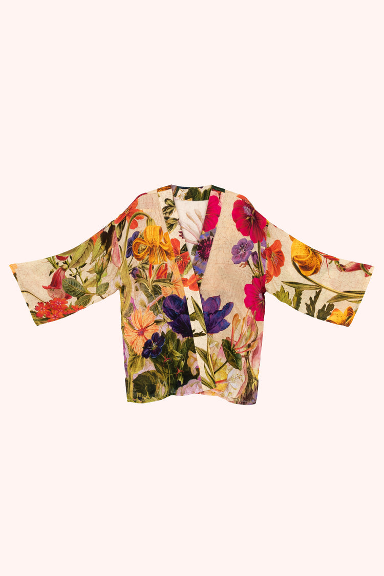 Powder Mid-Length Kimono - Cream Posy