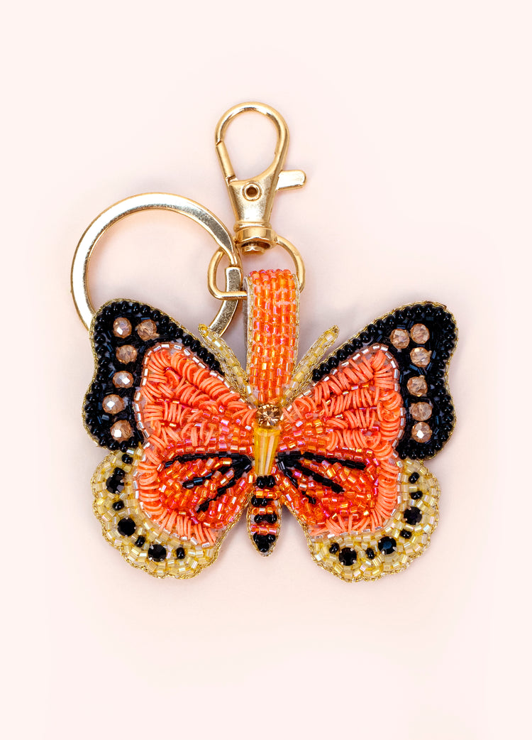 Powder Beaded Keyrings - Bonny Butterfly-Powder-White finn