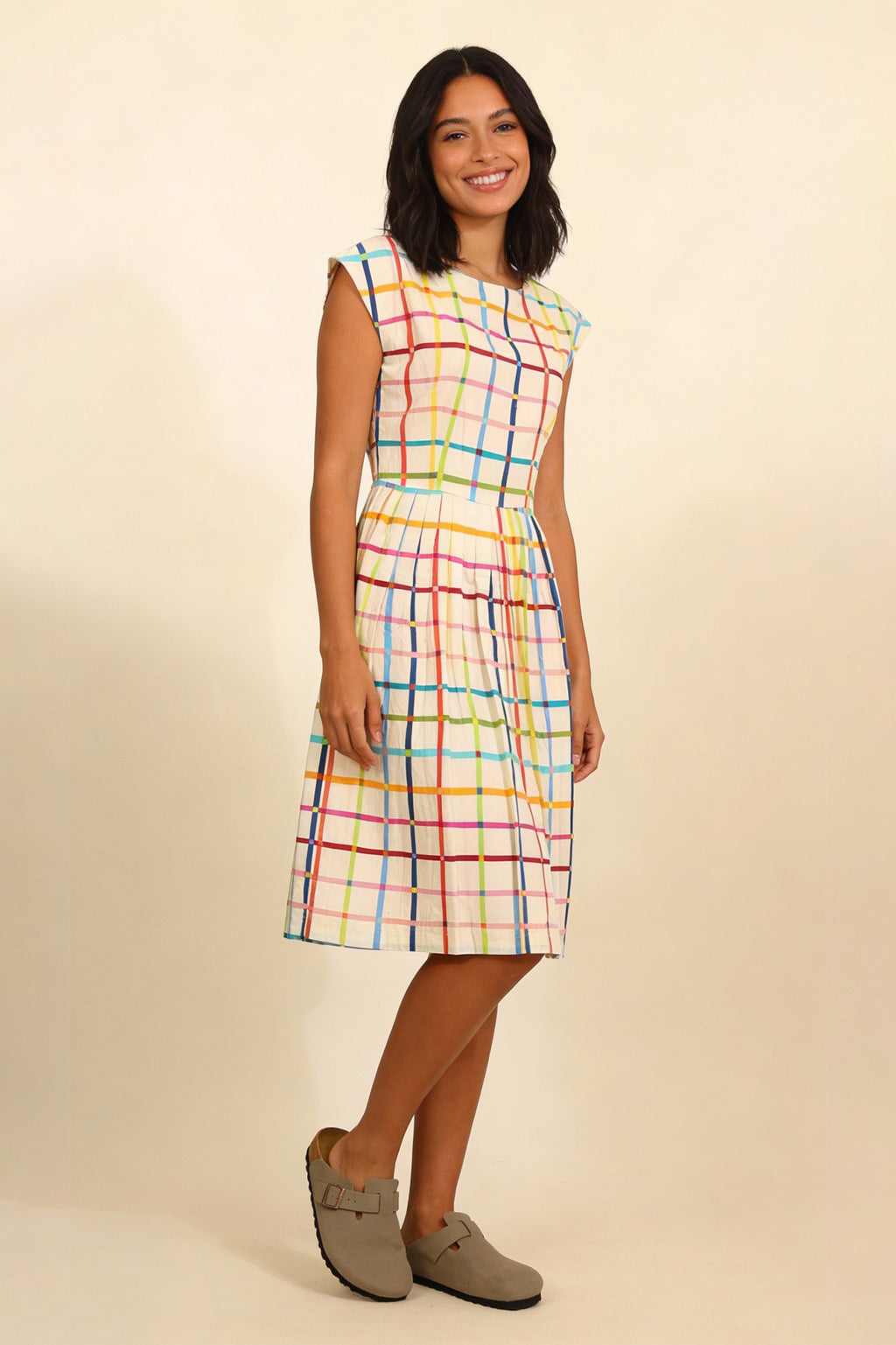 Pretty Vacant Gina Dress in Geo Pop Check-Pretty Vacant-White finn