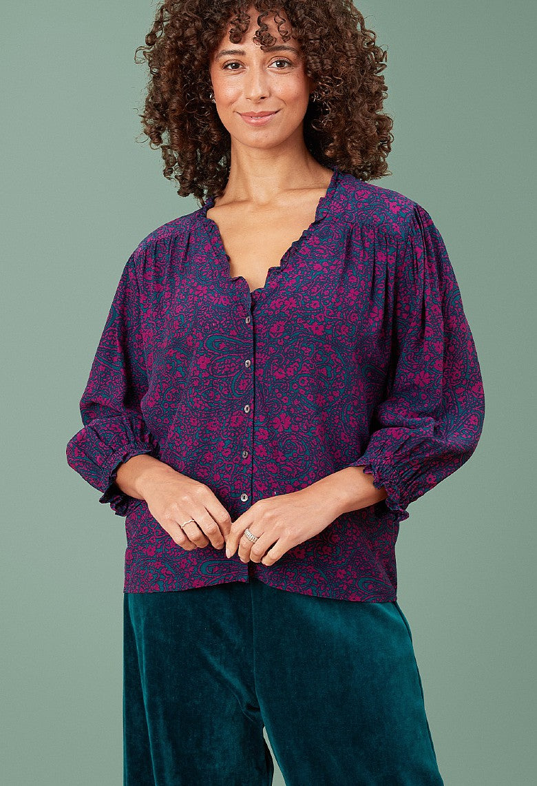 Adini Inky Swirl Damiana Top - Fushsia