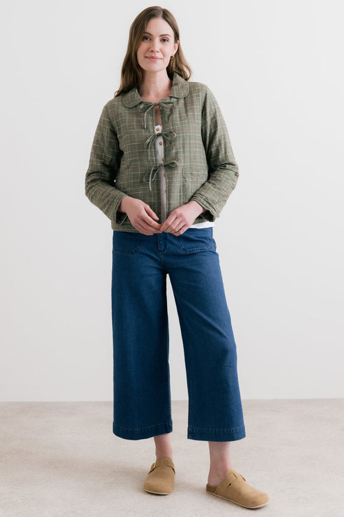 Lily and Me Ash Quilted Checked Reversible Jacket Green