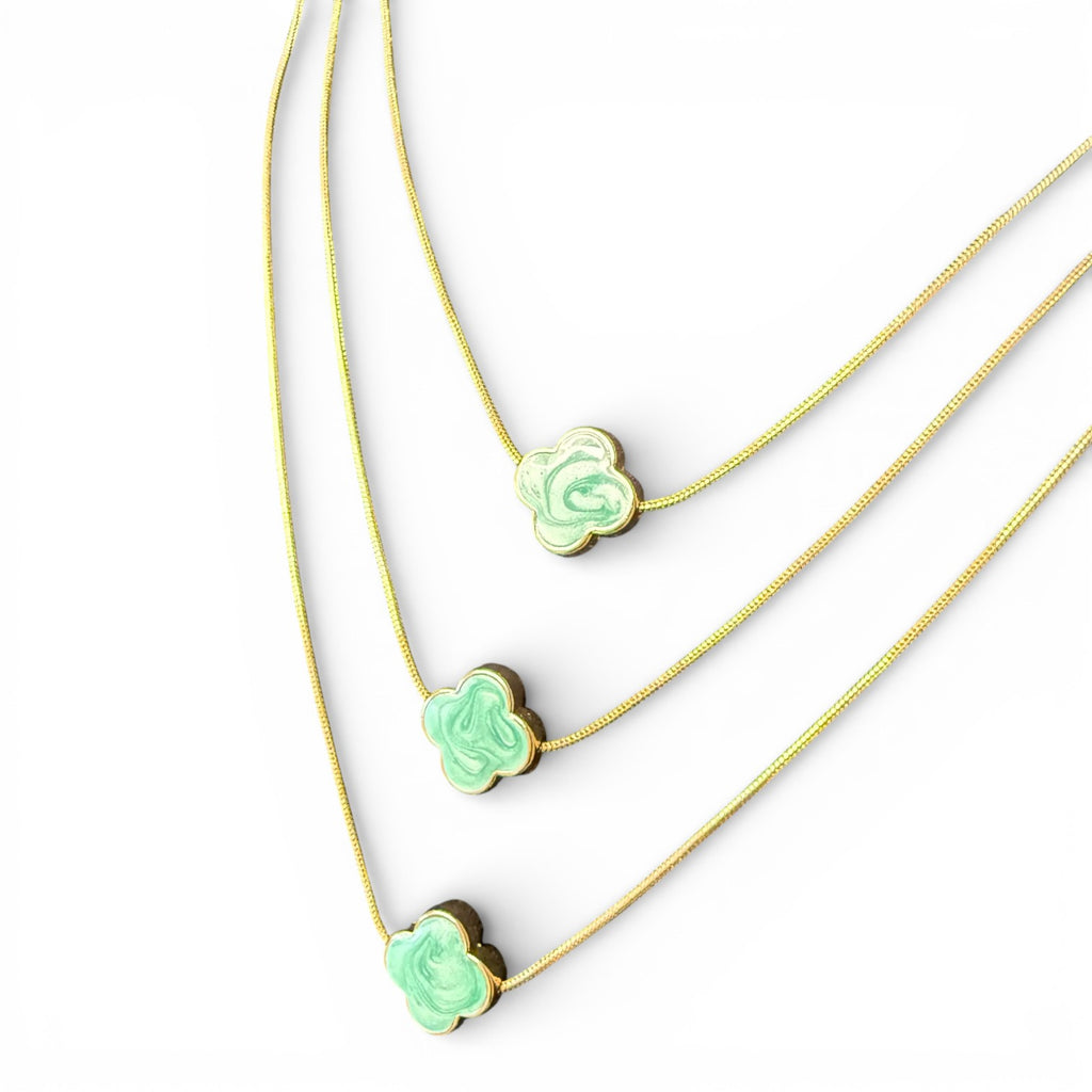 Jess and Lou Multi-Layer Clover Pearlescent Necklace NK420-Jess and Lou-White finn