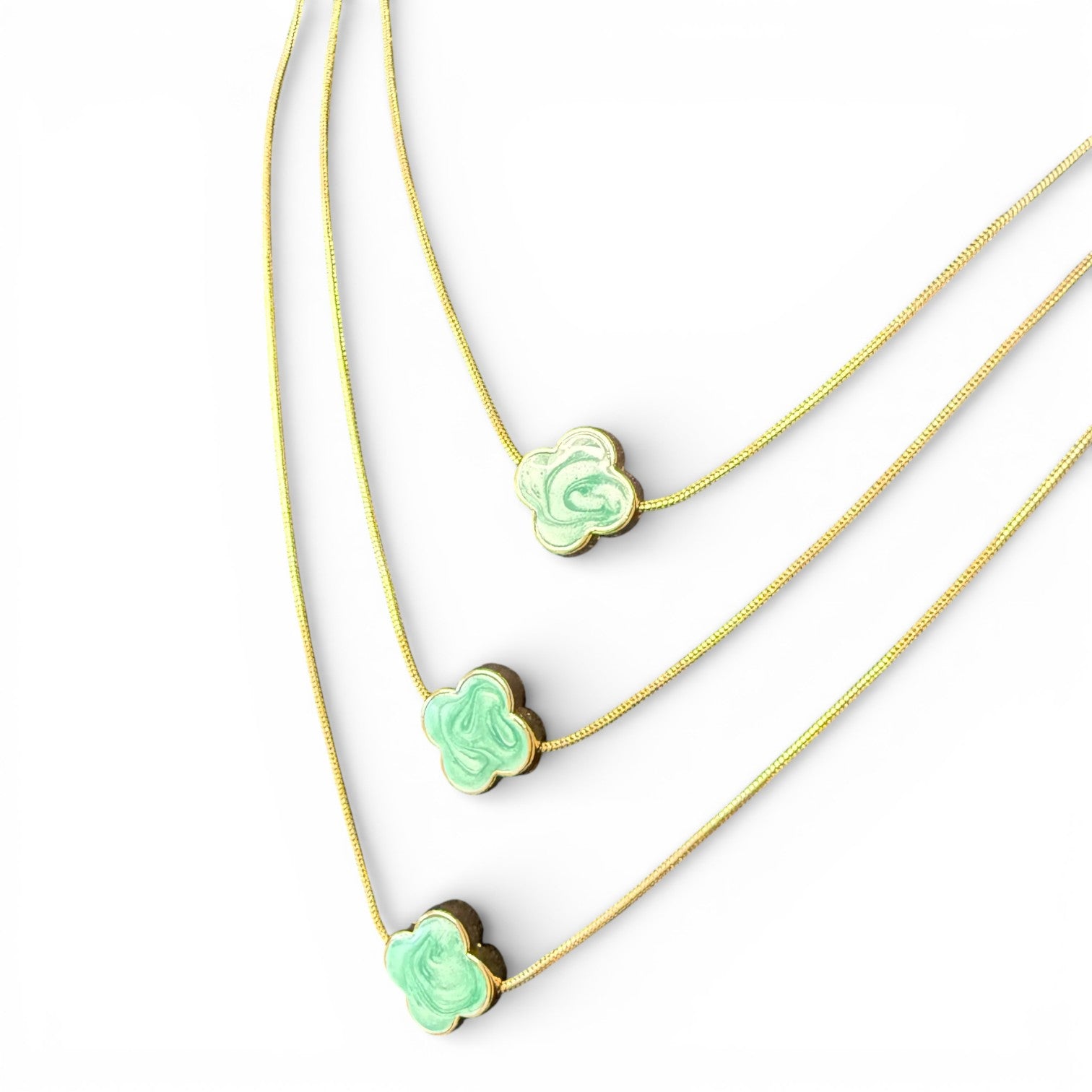 Jess and Lou Multi-Layer Clover Pearlescent Necklace NK420-Jess and Lou-White finn