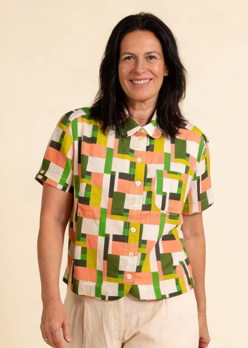 Pretty Vacant Tara Top in Rectangles-Pretty Vacant-White finn