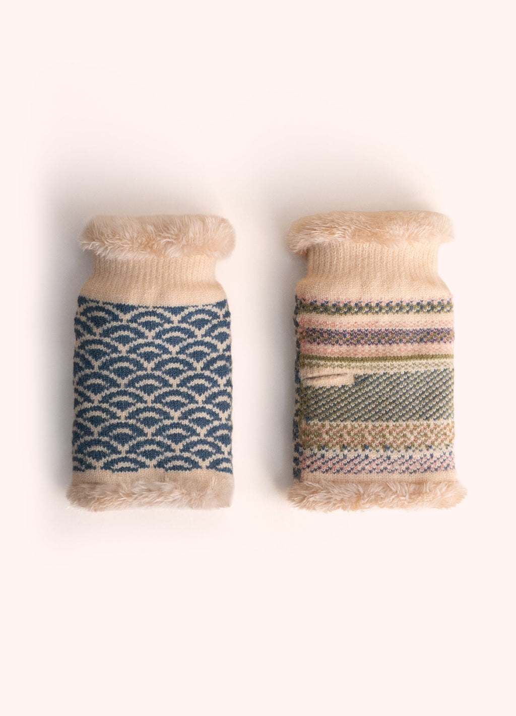 Powder Agatha Wrist Warmers, Denim Mix