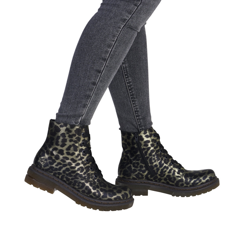 Rieker Animal Print Boot 78240 -00-Footwear-White finn