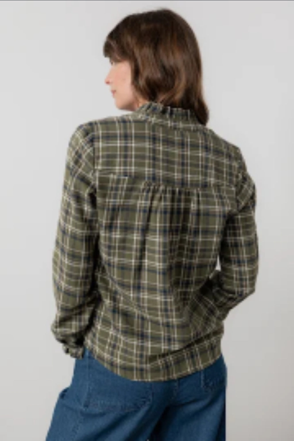 Lily and Me Sage Frill Shirt Multi Check-White finn