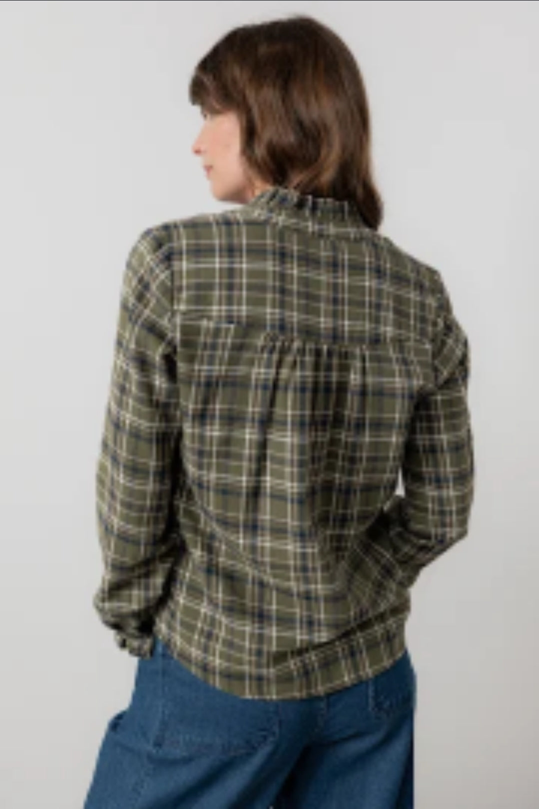 Lily and Me Sage Frill Shirt Multi Check-White finn