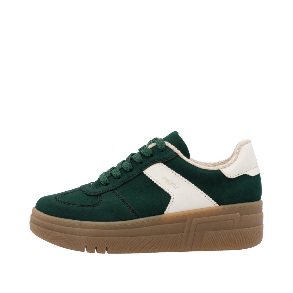 Rieker Green Contrast Trainer M7602-Footwear-White finn