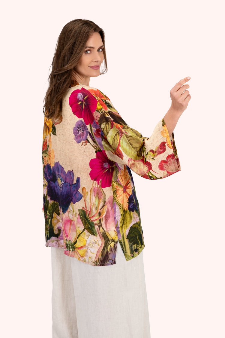 Powder Mid-Length Kimono - Cream Posy-Powder-White finn
