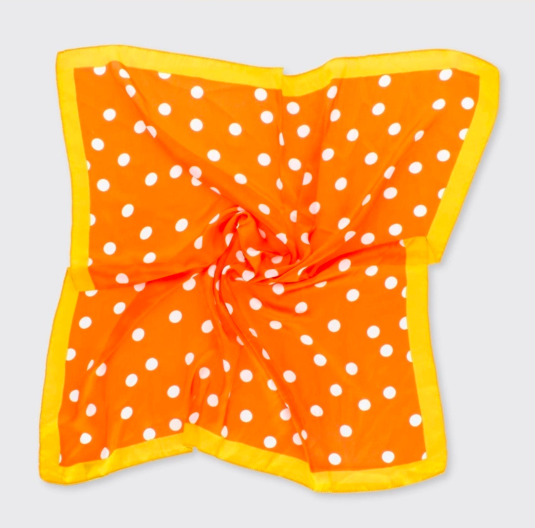 Polka Dot Square Scarf - Orange/Ochre