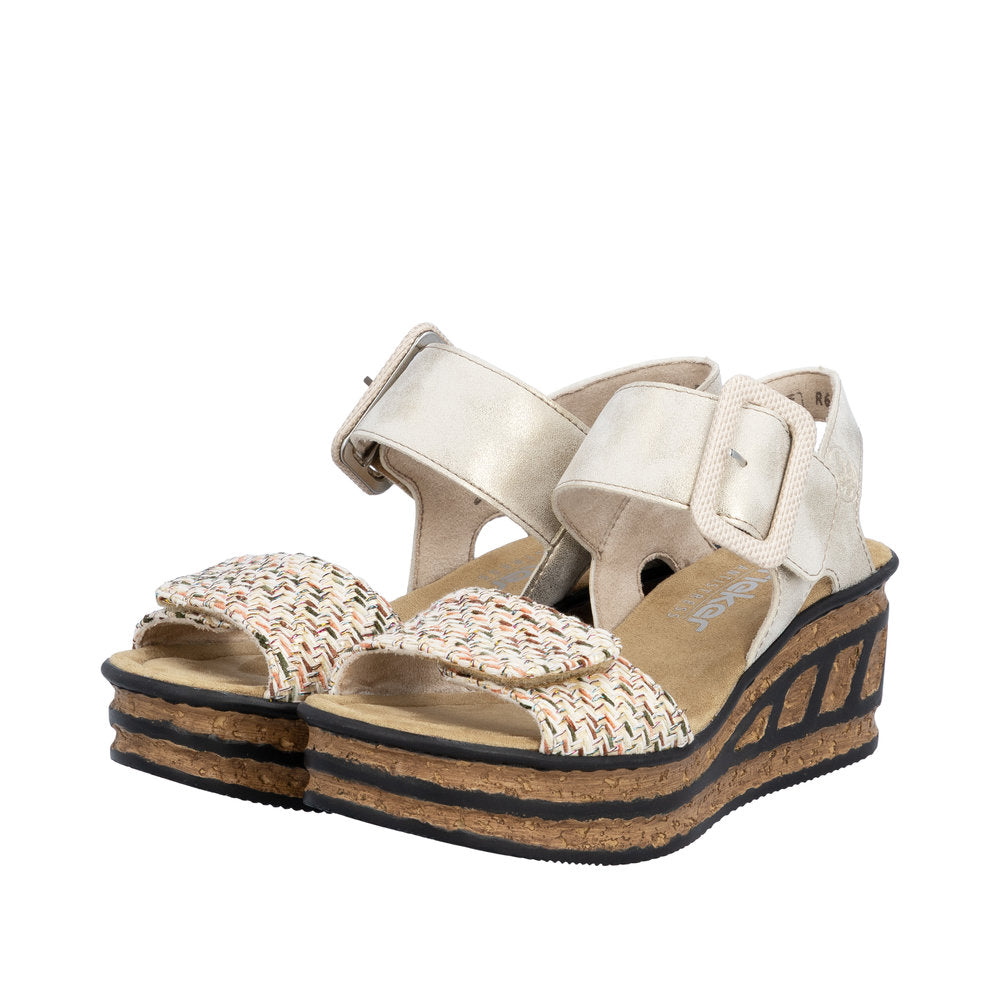 Rieker Wedge Sandal 68172-Rieker-White finn