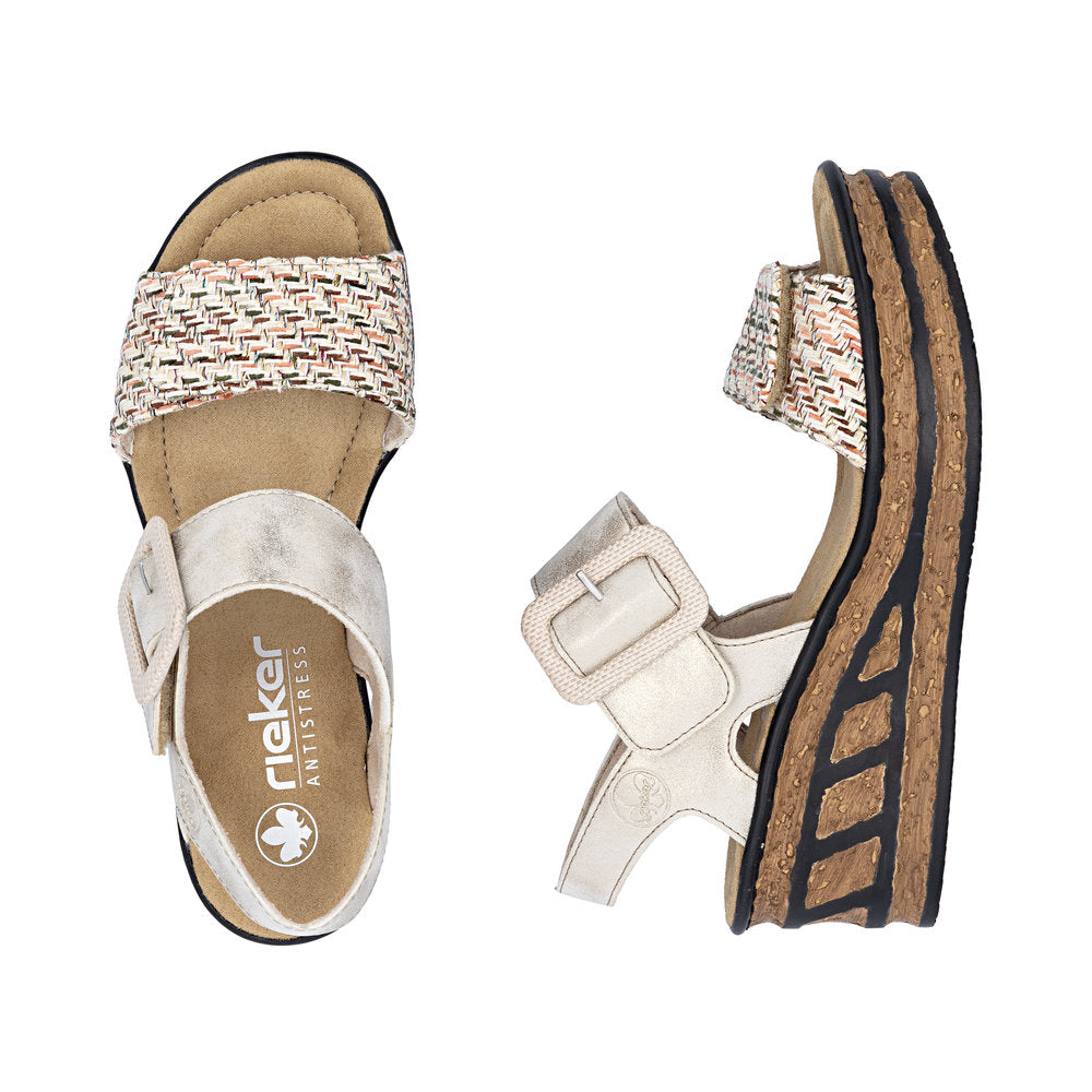 Rieker Wedge Sandal 68172-Rieker-White finn