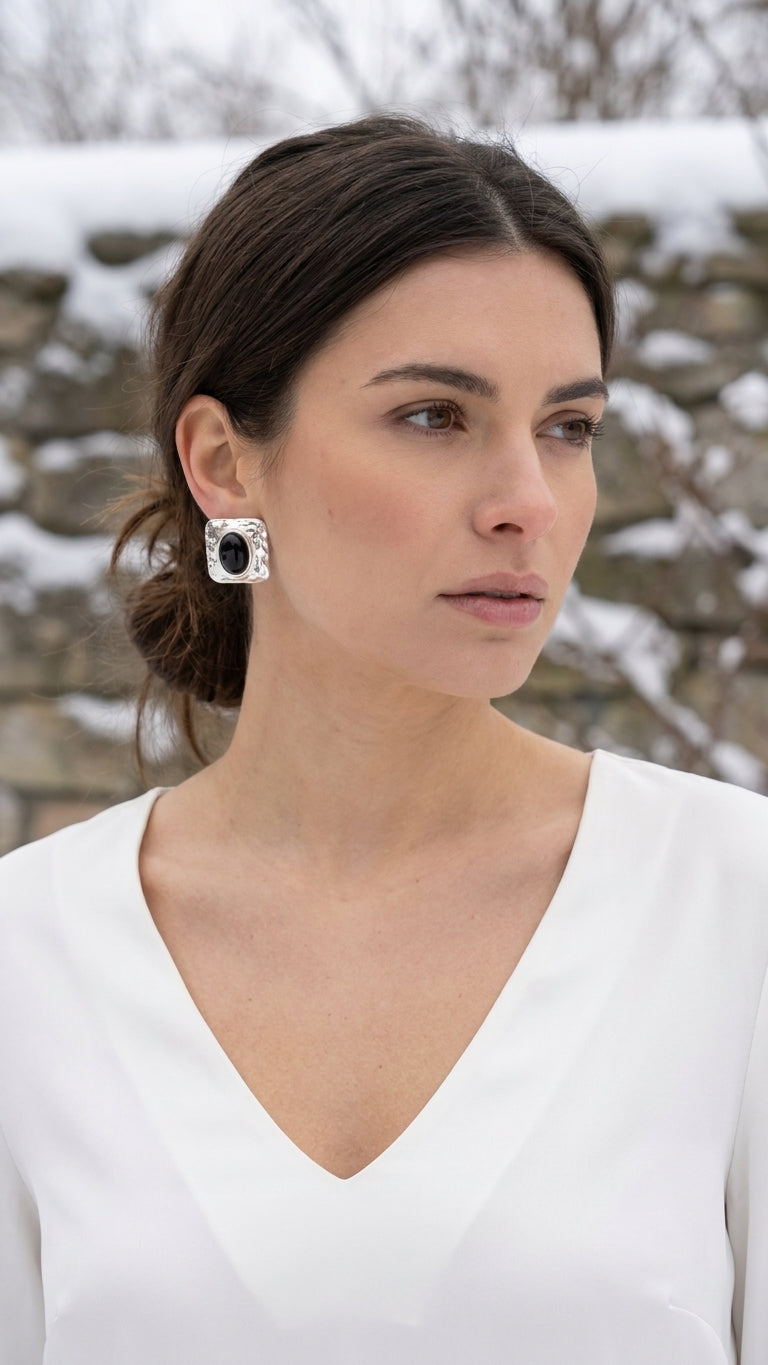 Envy Black Stone inset Earrings 553