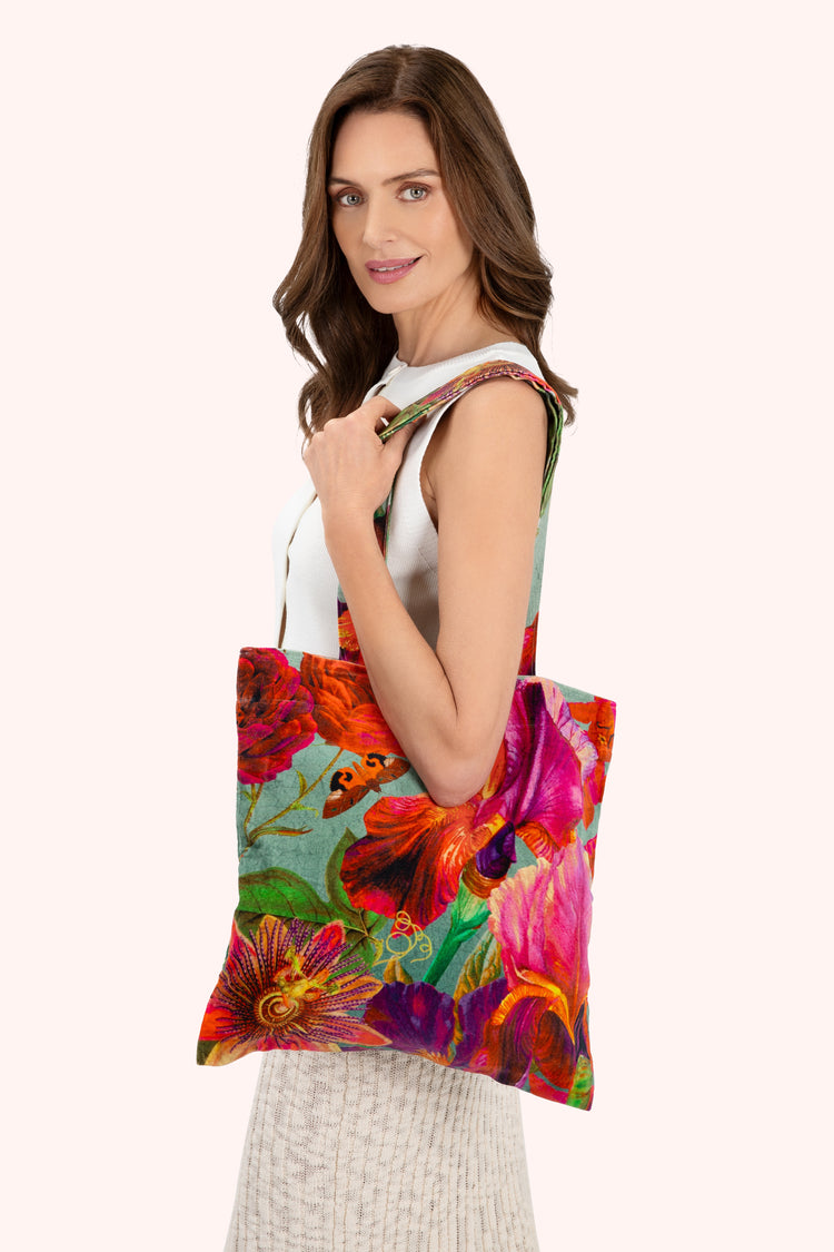 Powder Velvet Tote Bag - Winter Iris, Ice