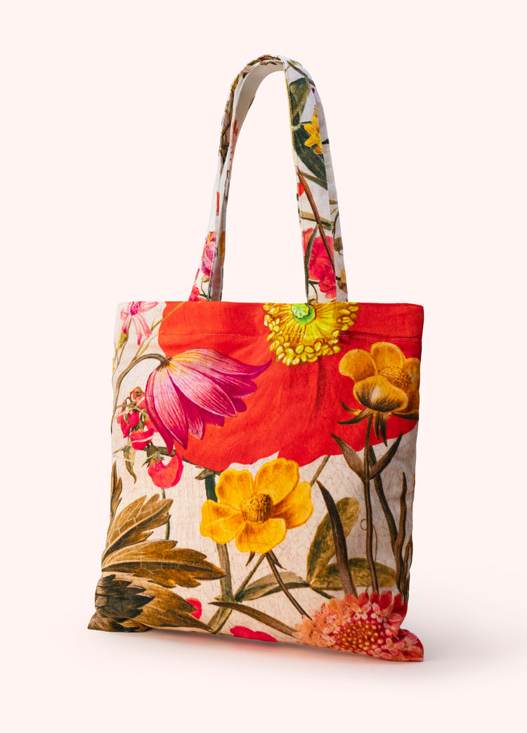 Powder Velvet Tote Bag - Fine Flowers in Cream-Powder-White finn