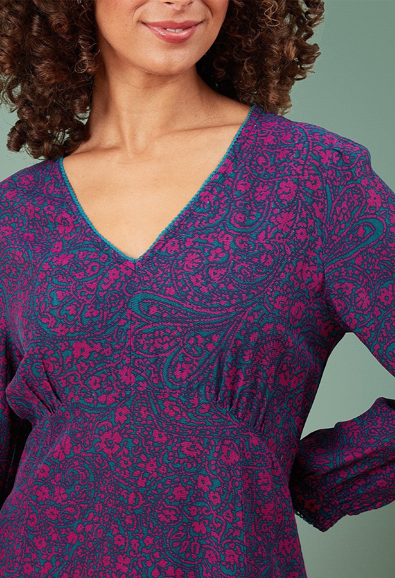 Adini Inky Swirl Maresha Dress - Fushsia