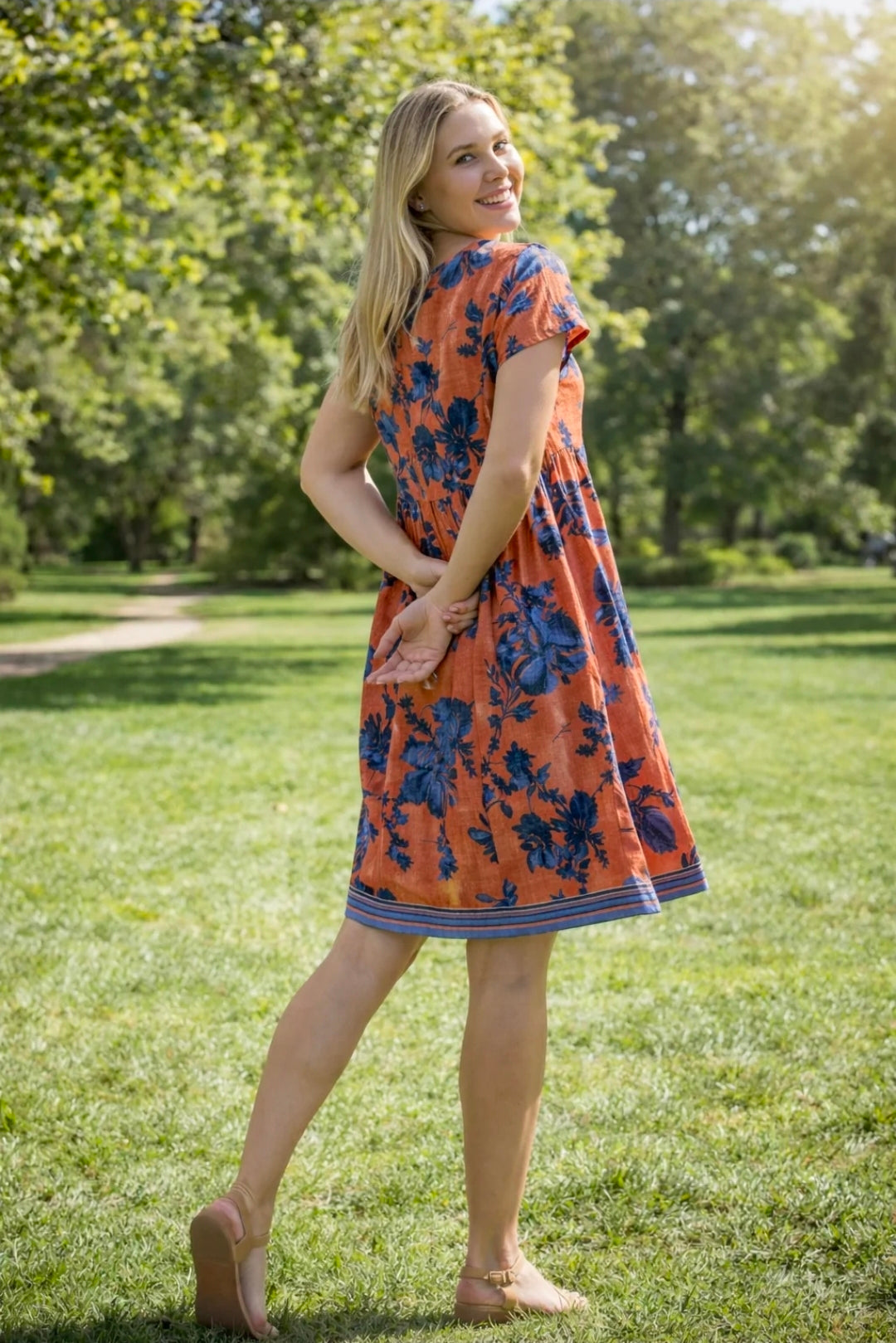 Orientique Cotton Dress Pockets Arashi