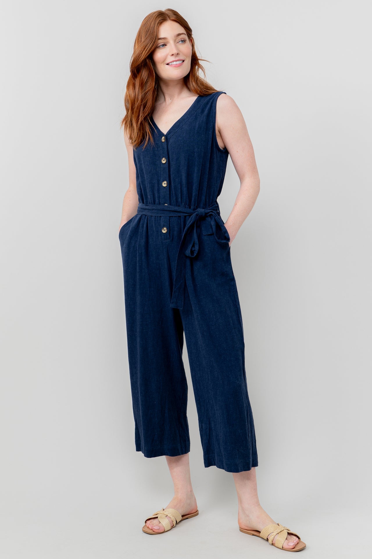 Lily and Me Allium Jumpsuit Plain Linen-Jumpsuit-White finn