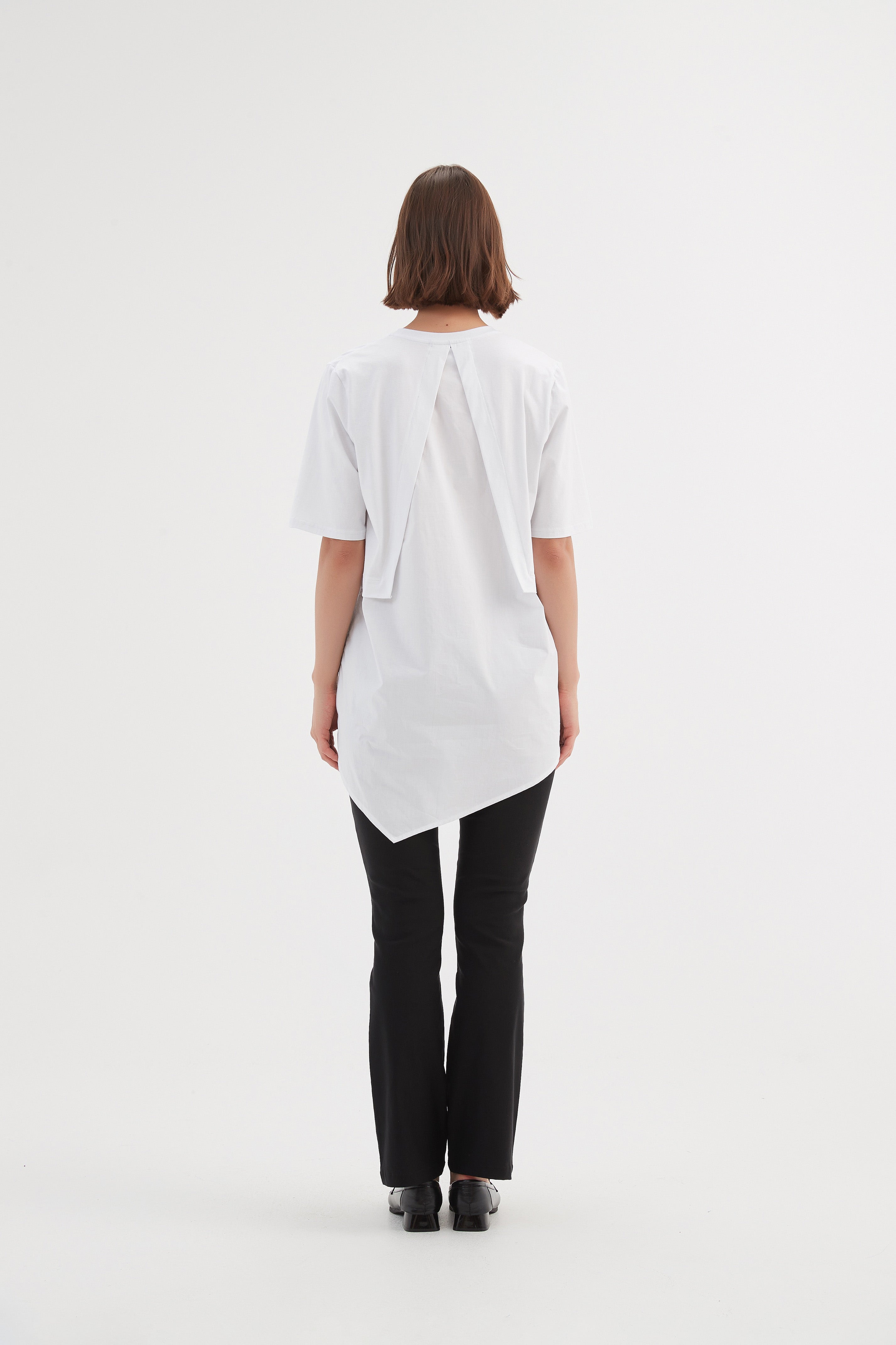 Tirelli Split Back Combi Tee-Shirts & Tops-White finn