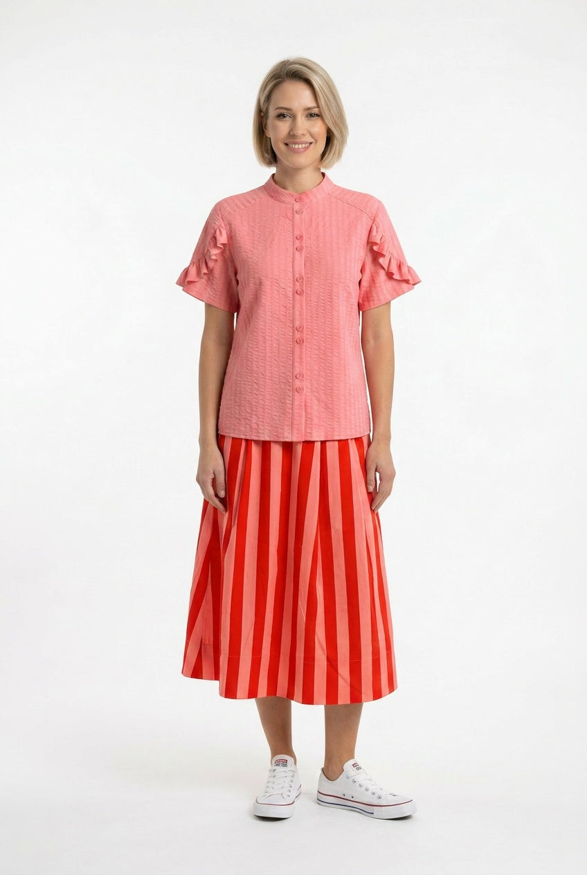 Pretty Vacant  Freya Top in Seersucker Pink