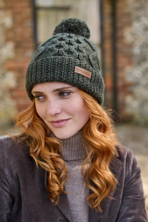 Pachamama Enniskerry Bobble Beanie (Merino) Forest