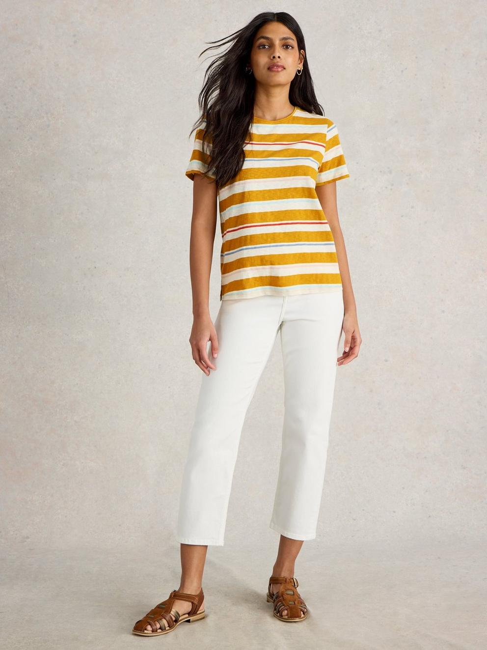 White Stuff Abbie Striped Tee-Shirts & Tops-White finn