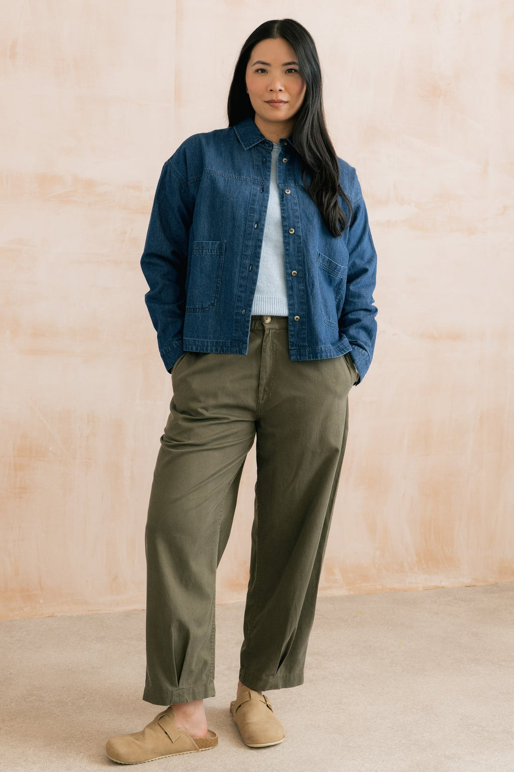 Lily and Me Shirin Relaxed Barrel Leg Trousers Dark Olive