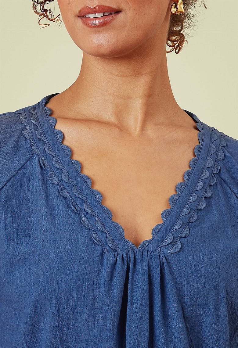 Adini Cross Hatch Idres Top - Red Orange-Shirts & Tops-XS-Orange-