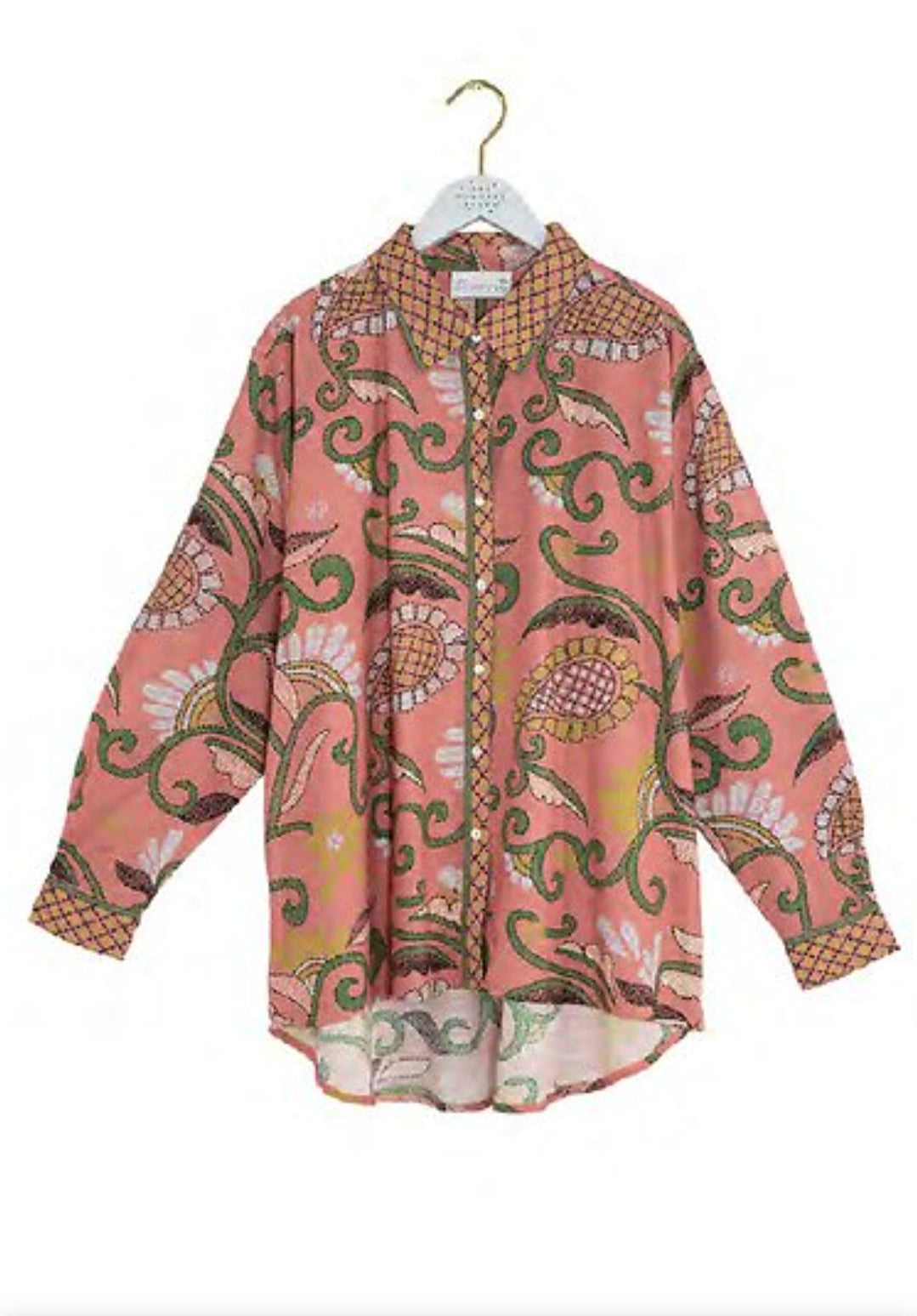 One Hundred Stars Giant Kantha Dusk Oversized Shirt-One Hundred Stars-White finn