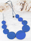 Suzie Blue FB1508 Overlapping Wooden Disc Necklace-Necklace-White finn