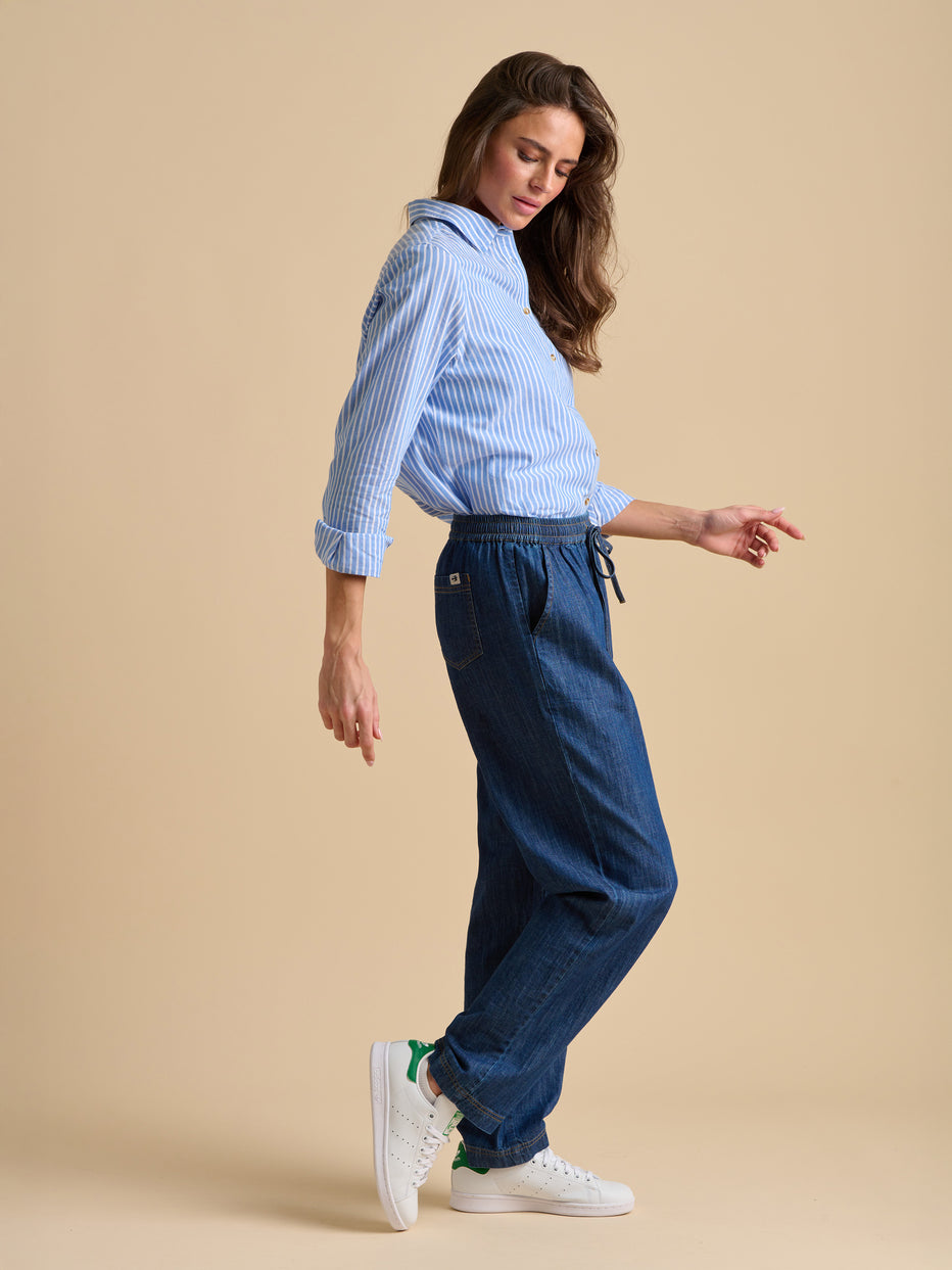 Brakeburn Denim Beach Pant-Trouser-White finn