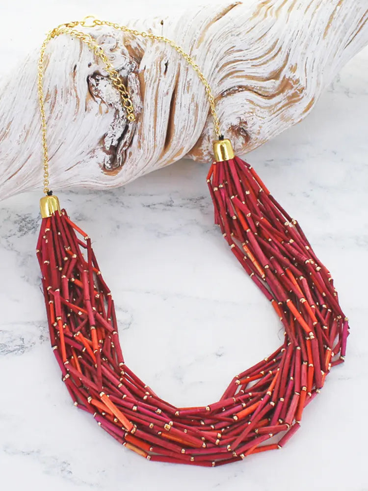 Suzie Blue Multi Strand Grass Bead Necklace DC1504