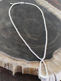 Suzie Blue SP326 Hammered Oval Pendant on Silver Ball Chain [Silver Plate]-Necklace-White finn