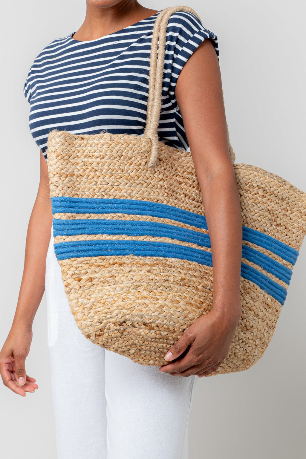 Lily and Me Straw Day Bag Cobalt