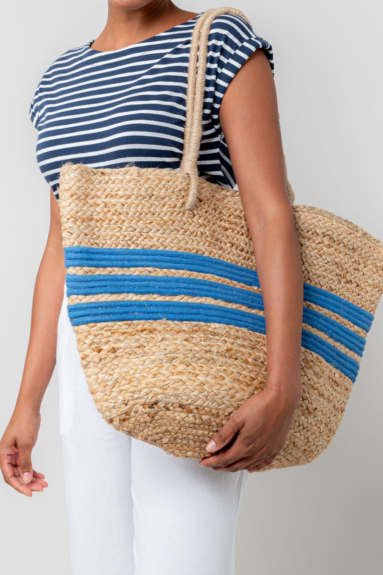 Lily and Me Straw Day Bag Cobalt