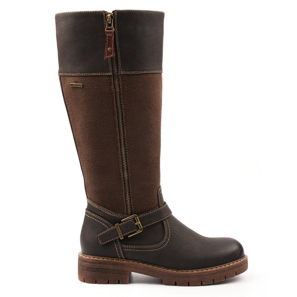 Lunar Joy Brown Waterproof Expanding Calf Long Boot