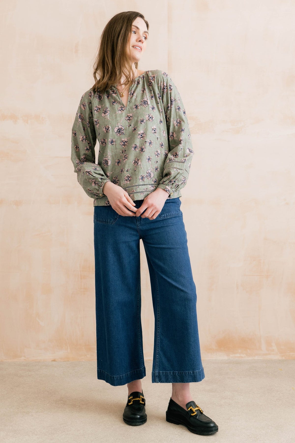 Lily and Me Zoe Organic Cotton Printed Blouse Sage