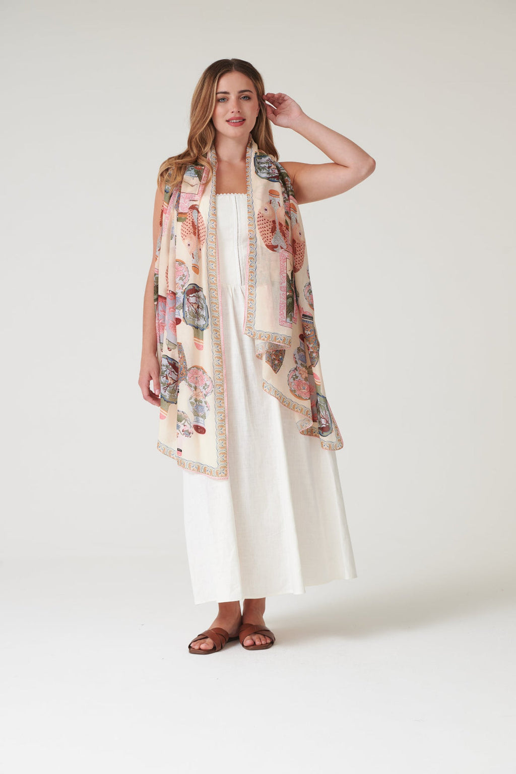 One Hundred Stars Perfume Bottles Blush Scarf-One Hundred Stars-White finn
